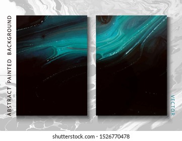 Set of abstract painted background, flyer, business card, brochure, poster, for printing. Trend vector. Liquid marble 