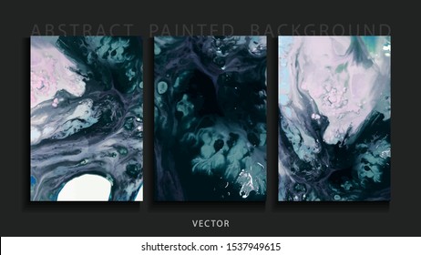 Set of abstract painted background, flyer, business card, brochure, poster, for printing. Trend vector. 