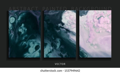 Set of abstract painted background, flyer, business card, brochure, poster, for printing. Trend vector. 