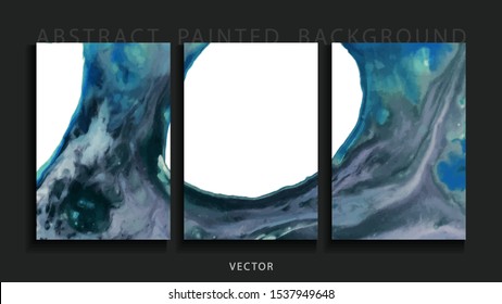 Set of abstract painted background, flyer, business card, brochure, poster, for printing. Trend vector. 