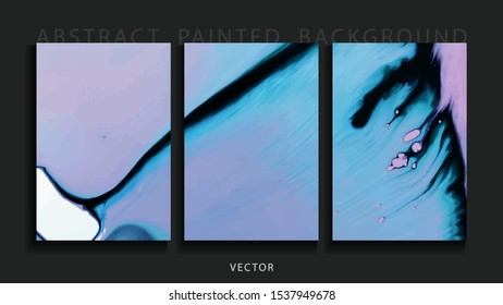 Set of abstract painted background, flyer, business card, brochure, poster, for printing. Trend vector. 