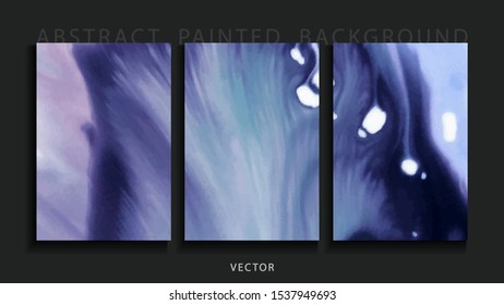 Set of abstract painted background, flyer, business card, brochure, poster, for printing. Trend vector. 