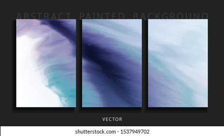 Set of abstract painted background, flyer, business card, brochure, poster, for printing. Trend vector. 