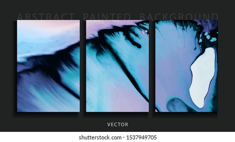 Set of abstract painted background, flyer, business card, brochure, poster, for printing. Trend vector. 