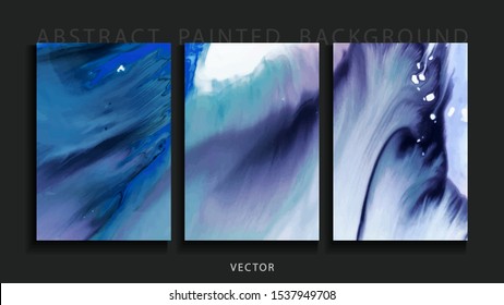 Set of abstract painted background, flyer, business card, brochure, poster, for printing. Trend vector. 