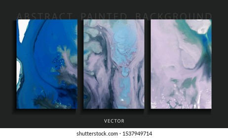 Set of abstract painted background, flyer, business card, brochure, poster, for printing. Trend vector. 