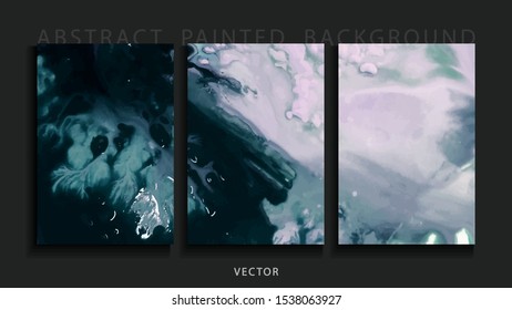 Set of abstract painted background, flyer, business card, brochure, poster, for printing. Trend vector. 