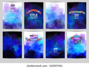 Set abstract painted background with ribbons.Templates for brochure, poster, flyer, and magazines. Pages black and white