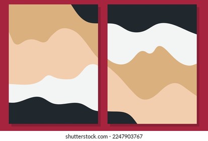 Set of Abstract Painted Illustrations for Wall Decoration, Postcard, Social Media Banner, Brochure Cover Design Background. Modern Abstract Painting Artwork. Vector Pattern