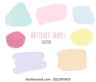 Set of abstract painted textured brush strokes banners, templates in pastel colors. Vector.