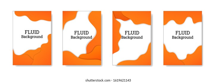 Set of abstract paper cut banner in lush lava gradient color on white background.