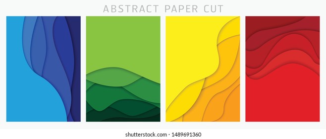 Set of abstract paper cut. design layout for business presentations. banners.