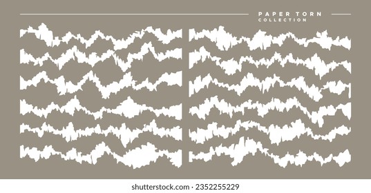 Set of abstract paper ripped design. Line flat grunge paper torn design template