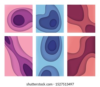Set of abstract papercutting backgrounds