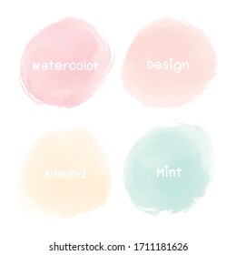 Set Abstract Pastel circle watercolor background. Watercolor circles for design. 