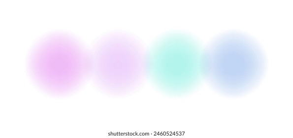 Set Abstract Pastel circle watercolor background. Gradient background, circles, vector watercolor holographic blur. Abstract color gradient blend mesh.Soft color gradient blend mesh blur glow circles