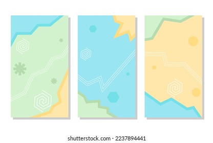 set of abstract pastel color background. pastel blue, soft green and soft orange. simple, flat and colorful concept. use for wallpaper, backdrop, social media, poster, flyer, banner and copy space