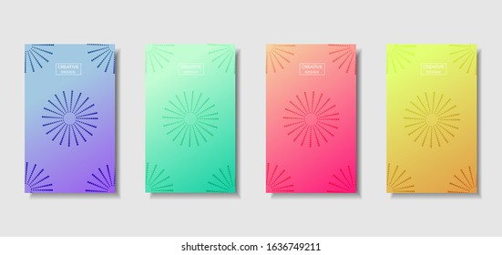 Set of abstract pattern background with gradient halftone texture. Minimal dynamic cover design. blue, green, red, yellow placard poster template. Vector illustration