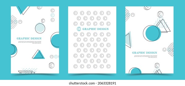 set of abstract pattern of circle, triangle, dot, line. geometric memphis style, one line. modern background in the style of minimalism. for print, card, banner, postcard. vector art illustration