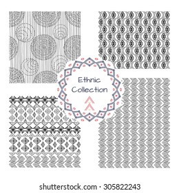 Set of abstract pattern in ethnic style. Vector seamless texture