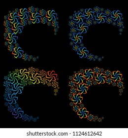 Set abstract pattern from flowers. Background of abstract flowers. Icon, logo from abstract bright pattern.