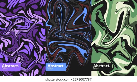 Set Abstract pattern liquid elements Vector illuatration