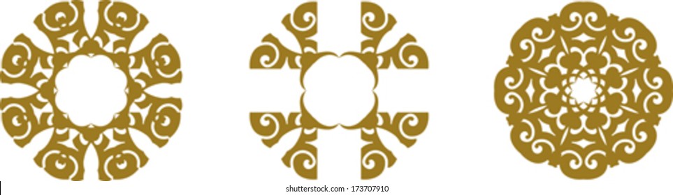 set of abstract pattern mandalas