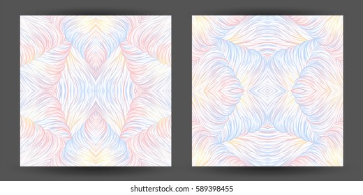 Set abstract pattern seamless. line art tracery. texture wave hair natural. Pastel color 
with white background hand-drawn vector illustration