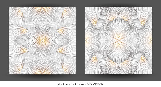 Set abstract pattern seamless. line art tracery.wave hair natural white texture 
background hand-drawn vector illustration