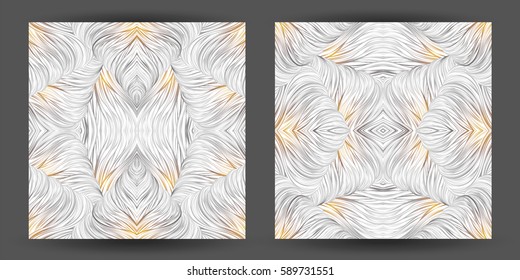 Set abstract pattern seamless. line art tracery.wave hair natural white texture 
background hand-drawn vector illustration