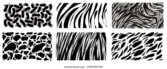 set of abstract pattern skin animal design illustration