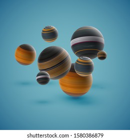 A set of abstract patterned spheres, vector illustration