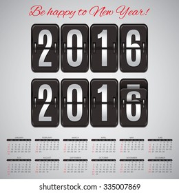 set of abstract patterns calendars with the inscription 2016 and grid