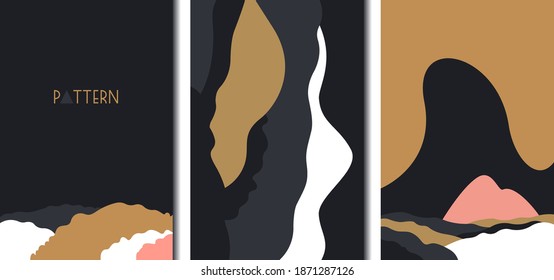 Set of abstract patterns from landscapes. Surface design. Vector illustration.