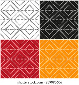 Set of abstract patterns of the rings on a white, black, red and orange backgrounds. Vector eps 10.