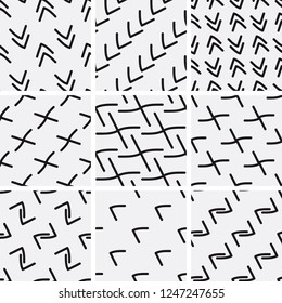 A set of abstract patterns.Hand drawn vector illustration.