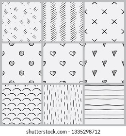 A set of abstract patterns.Hand drawn vector illustration.