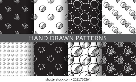 A set of abstract patterns.Hand drawn vector illustration.