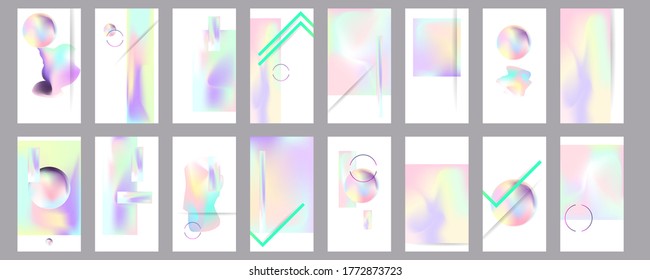 Set of abstract pearlescent foil creative universal artistic templates. Good for poster, card, invitation, flyer, cover, banner, placard, brochure and other graphic design