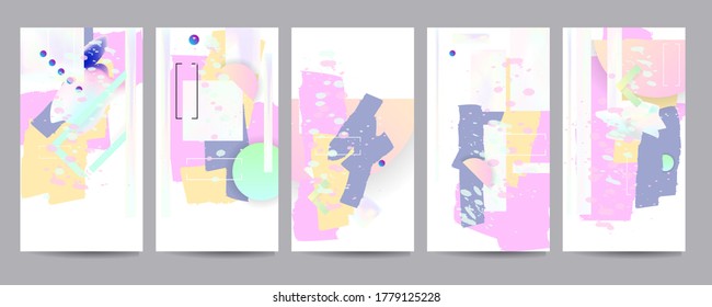 Set of abstract pearlescent foil creative universal artistic templates. Good for poster, card, invitation, flyer, cover, banner, placard, brochure and other graphic design