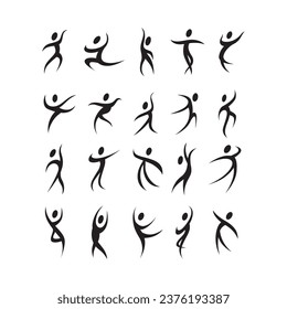 Set of Abstract people dancing icon logo template vector illustration