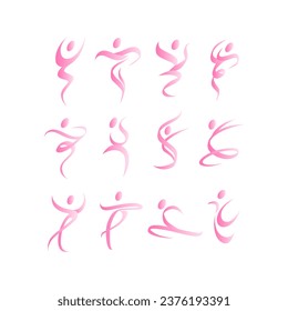 Set of Abstract people dancing icon logo template vector illustration