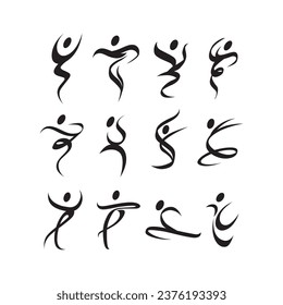 Set of Abstract people dancing icon logo template vector illustration