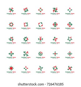 set abstract people group logo vector. contains such as group, team, social, network, community, success