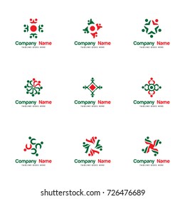 set abstract people group logo vector. contains such as group, team, social, network, community, success