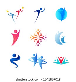 set abstract people logo perfect for business