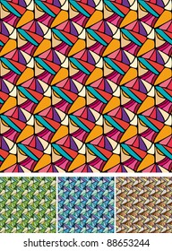 Set of Abstract perspective backgrounds with pastel stained glass effect