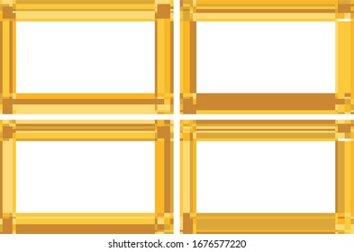 Set of abstract photo frame vector in golden color. Border & frame design