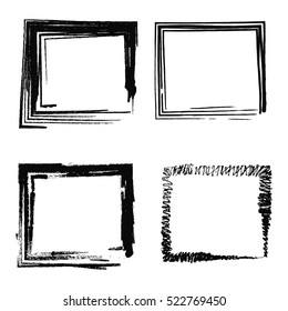 Set Of Abstract Photo Frames, Vintage Frame Hand Drawn Brushes In The Art Nouveau Style, Vector