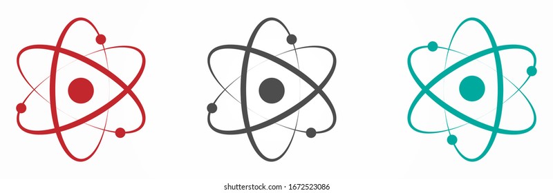 Set abstract physics science model icon, stock vector illustration flat design style